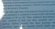 Stamford CT, Cove Island Park Plaque, "Humans returned by 7,000 B.P. and were present up to the arrival of Europeans."