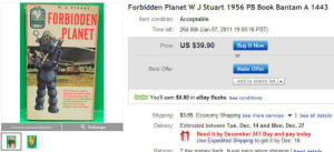 Forbidden Planet book on offer at eBay for $39.90.  Acceptable (terrible) condition,