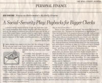 16 August 2008 Wall Street Journal:  Social Security do-over