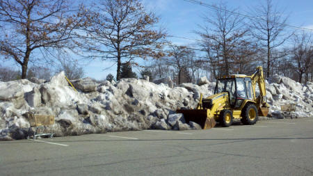 A wall of snow boulders