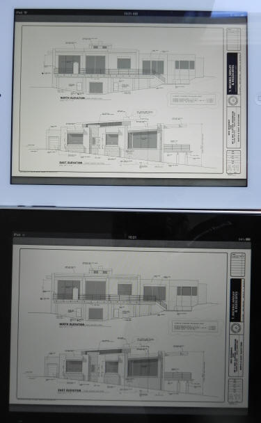 Comparison of architectural drawing on iPad 3 (2048 by 1536, top) and iPad 1 (1024 by 768)