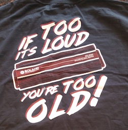 Boland amplifier T-shirt.  "If it's too loud, you're too old."