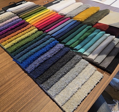 Cloth swatches available for our new pouffs