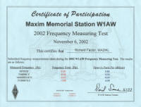ARRL 2002 FMT certificate