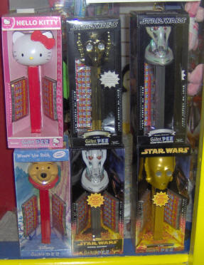 Giant Pez dispensers including Hello Kitty, Star Wars and Alien