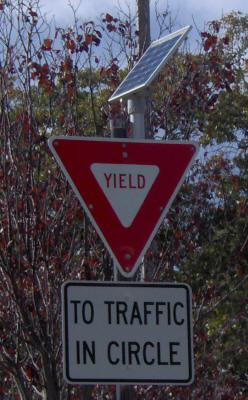 Solar-powered "Yield" sign