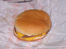 McDonalds Double Cheeseburger before the No Cukes activists have at the embedded pickles